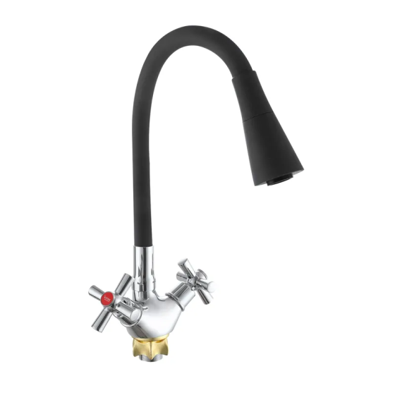 Кухонный смеситель с черным силиконовым изливом Zerix TLT 722 Reflector Black ZX598 Харьков