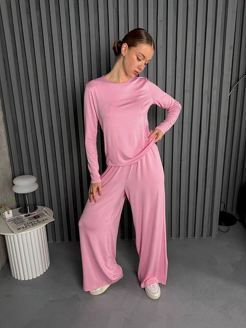 Женский базовый повседневный костюм из легкой вискозы Розовый Одесса - изображение 9