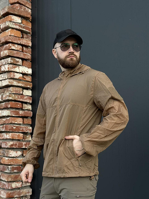 Тактична куртка Pave Hawk койот з аквамолніями, липучками для шевронів і вітрозахистом Львів - фото 9