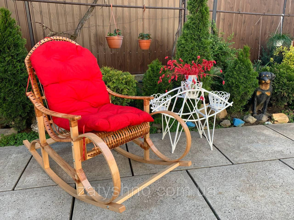 Кресло качалка плетеная с накидкой  | кресло-качалка для отдыха садовая для дачи Киев - изображение 9