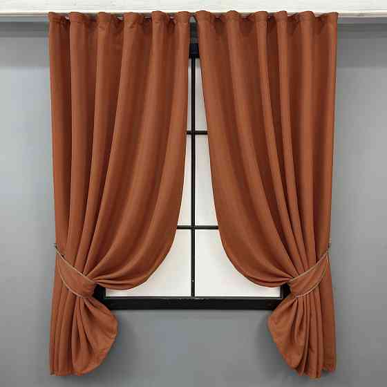 Комплект коротких штор VR-Textil Мікровелюр Petek № 1510ш Теракотовий 140х170 см 2 шт (35-0396) Київ