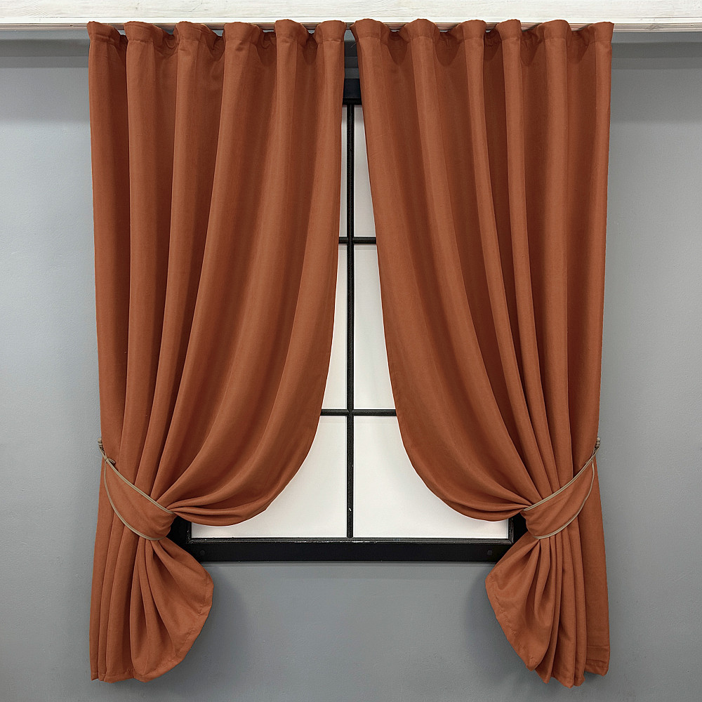 Комплект коротких штор VR-Textil Мікровелюр Petek № 1510ш Теракотовий 140х170 см 2 шт (35-0396) Київ - фото 1