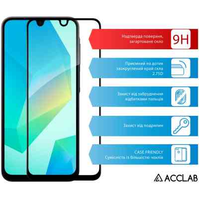 Скло захисне ACCLAB Full Glue Samsung A16 Black (1283126598821) Вінниця