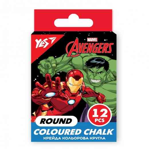 Крейда кольорова 12 шт. "Yes" Marvel.Avengers кругла, 400475 , шт Київ