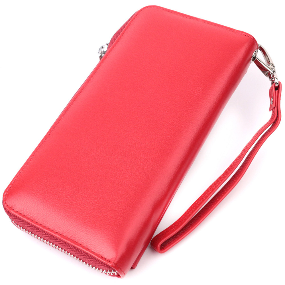 Симпатичный кошелек-клатч с ручкой для ношения в руке из натуральной кожи ST Leather 22530 Красный Киев - изображение 9