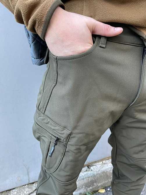 Тактические теплые штаны Softshell Хаки L Киев - изображение 4
