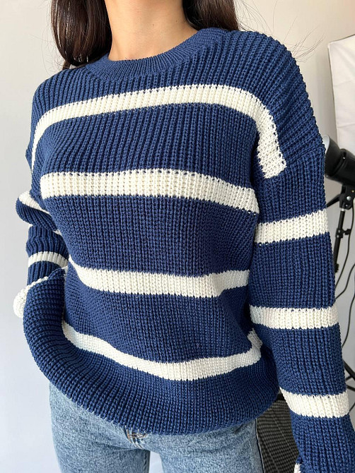 Жіночий стильний в'язаний светр зі смугами.  42-48р Київ - фото 8