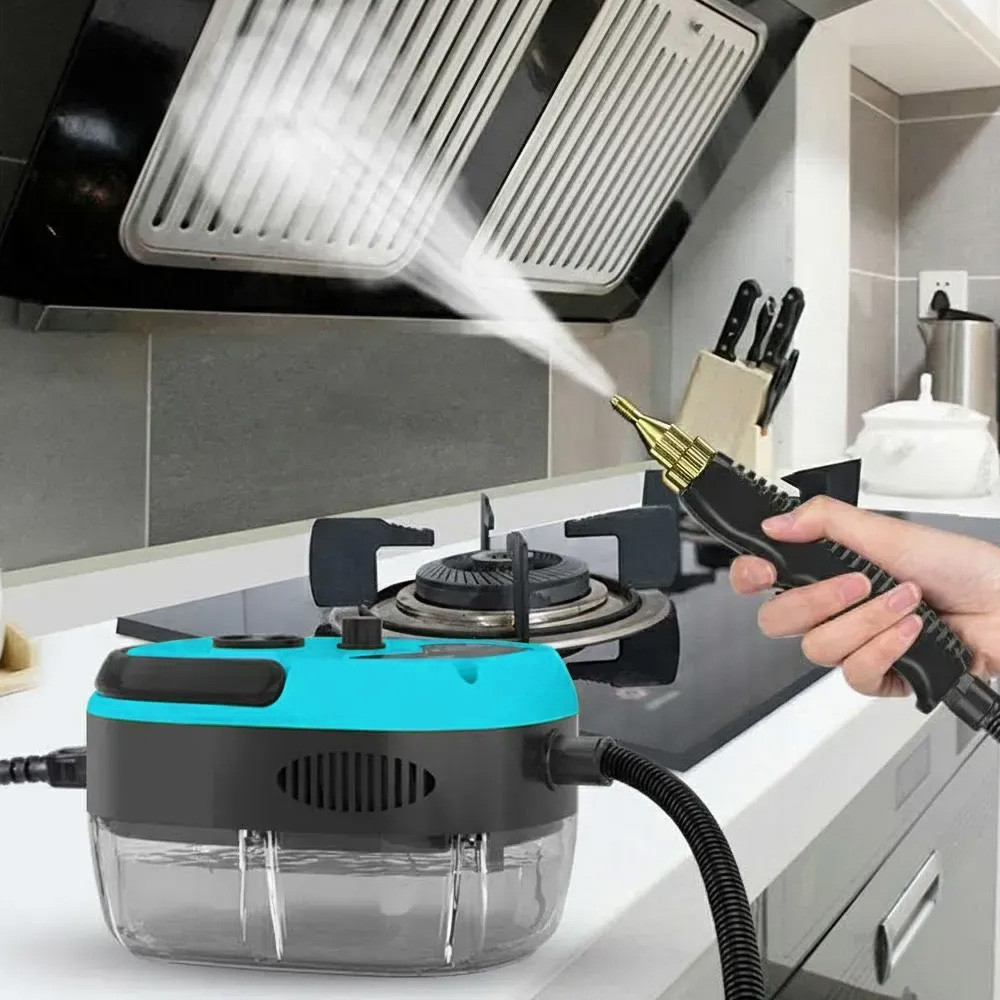 Портативный пароочиститель для дома, 2500Вт, 900мл + 4 насадки, Голубой / Парогенератор для уборки / Паровой очиститель Киев - изображение 6