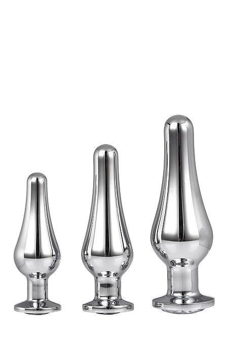 Набор анальных пробок конической формы Dream Toys GLEAMING LOVE PLEASURE SET SILVER Sex Aura Киев - изображение 1