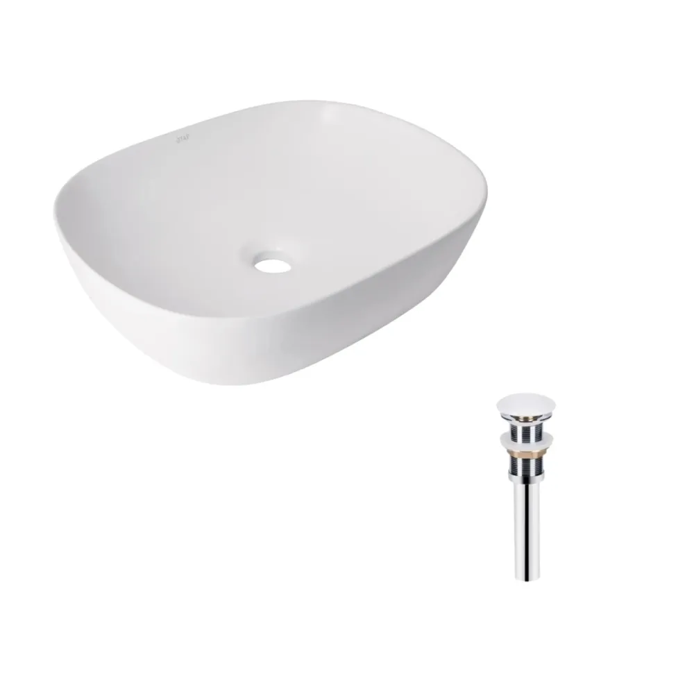 Комплект Qtap Aquarius: Раковина накладная прямоугольная 470x380x120 мм White + Донный клапан PU02 Киев - изображение 7