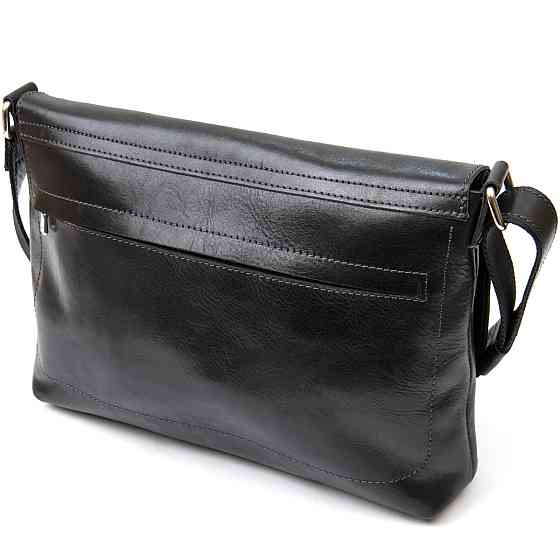 Кожаная мужская прямоугольная сумка GRANDE PELLE 11429 Черный Киев