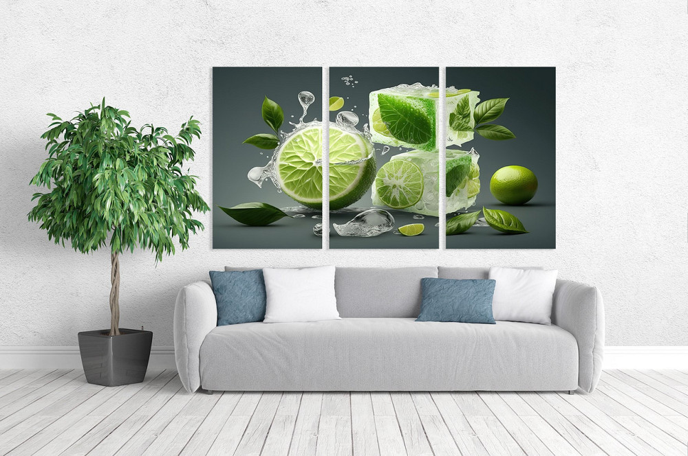 Модульна картина у вітальню/ спальню  Шматочки лайму   ART-134_3A 70х130 см Київ - фото 2