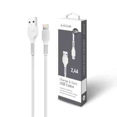 Дата кабель USB 2.0 AM to Lightning 1.2m AL-CBCOLOR-L1WT White ACCLAB (1283126518225) Вінниця