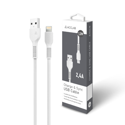 Дата кабель USB 2.0 AM to Lightning 1.2m AL-CBCOLOR-L1WT White ACCLAB (1283126518225) Вінниця - фото 6