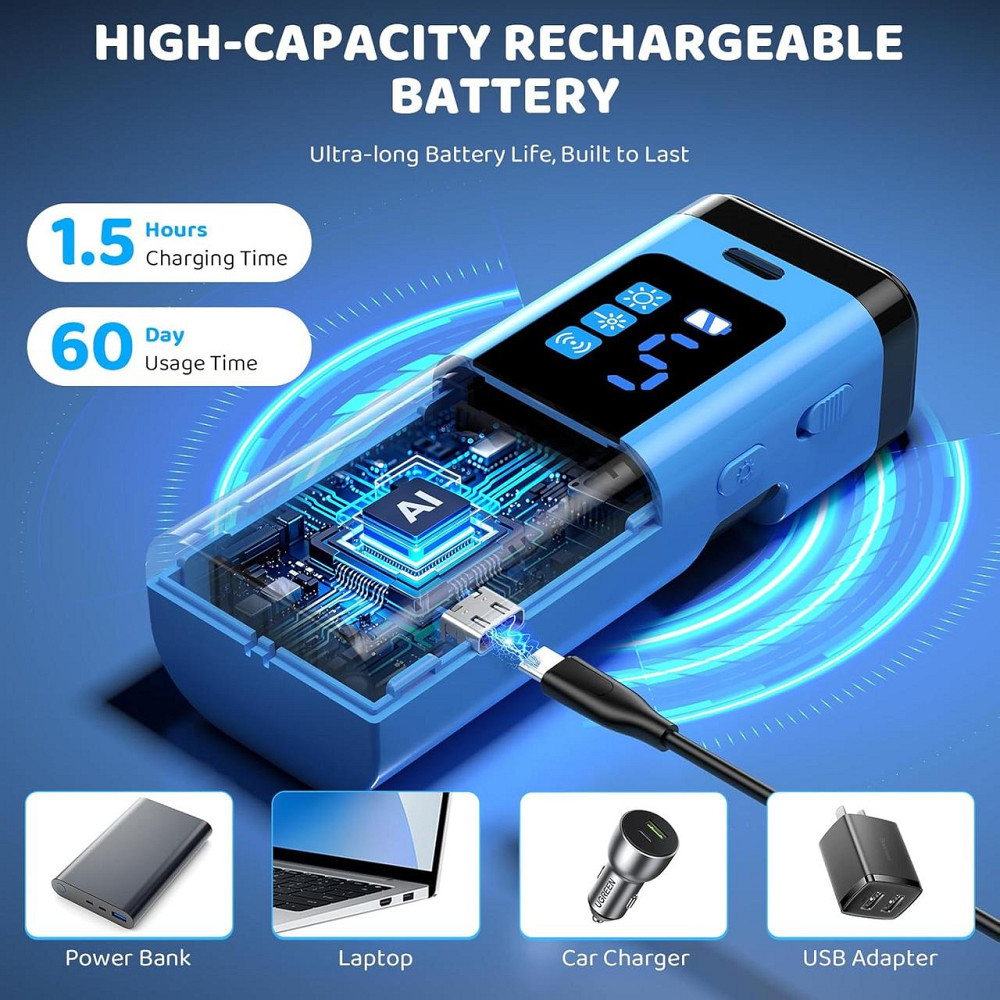 Ультразвуковой отпугиватель собак Ultrasonic KZ3 (5 режимов) с фонариком и лазером Type-C (для подавления лая) Синий Винница - изображение 5