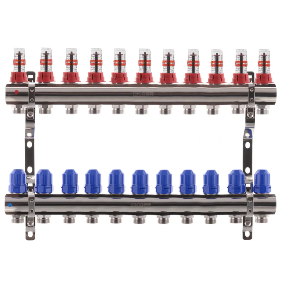 Колекторний блок з витратомірами Koer KR.1110-11 1"x11 ways (KR2648) Київ