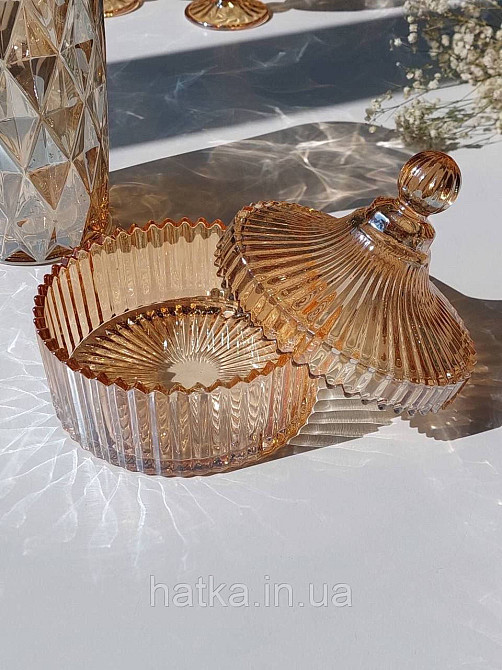 Цукорниця ємність для зберігання скляна "Золотий купер" 520 мл
 коричневе товсте скло Київ - фото 6