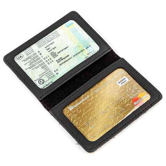 Обкладинка для посвідчення шкіряна Shvigel 13944 Чорна Київ