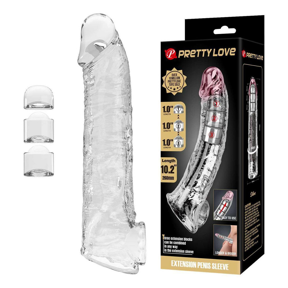 Подовжуюча насадка Pretty Love - Silas Penis Sleeve Clear, BI-026279M Sex Aura Київ - фото 1