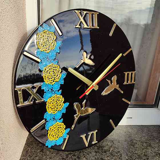 Годинник настінний 40 см з епоксидної смоли Дніпро