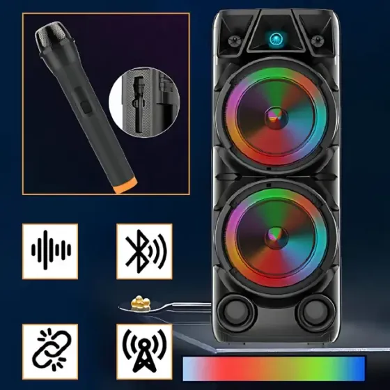 Колонка музична портативна Bluetooth ZQS8210, 40Вт, 2 динаміка, FM-радіо, LED, USB, TF, AUX Одеса