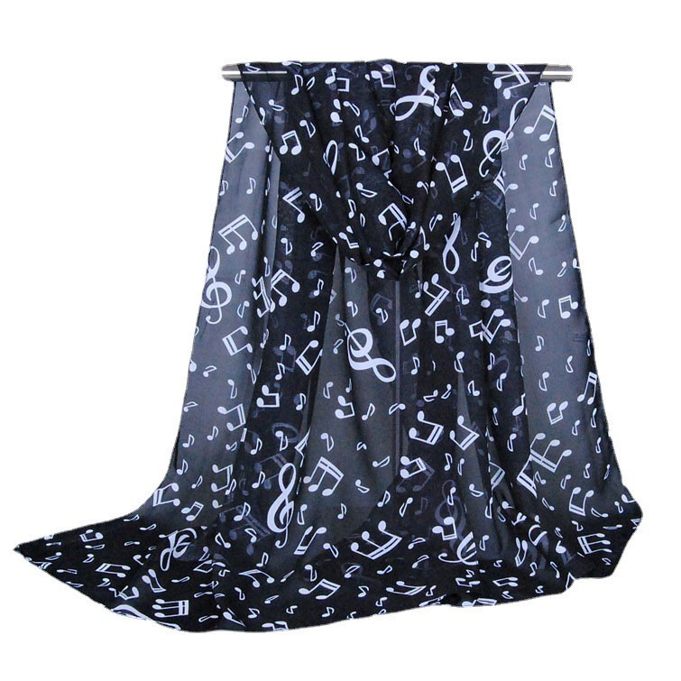 Женский шарф с нотами 150 на 48 см черно-белый Киев - изображение 4