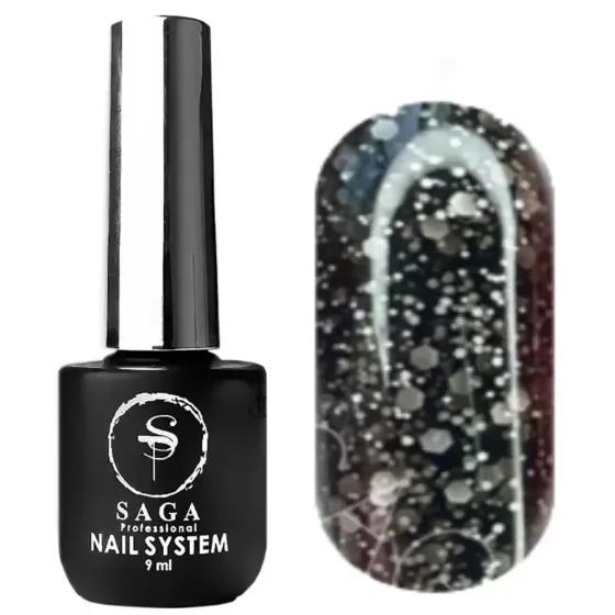 Гель-лак SAGA Marmelade №7 летняя коллекция оттенков мармелада (черный с хлопьями), 9 мл Киев