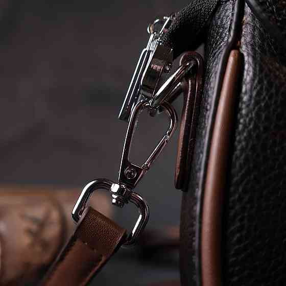 Шкіряна напівкругла сумка з цікавим магнітом-заскочкою Чорна (Vintage) Київ