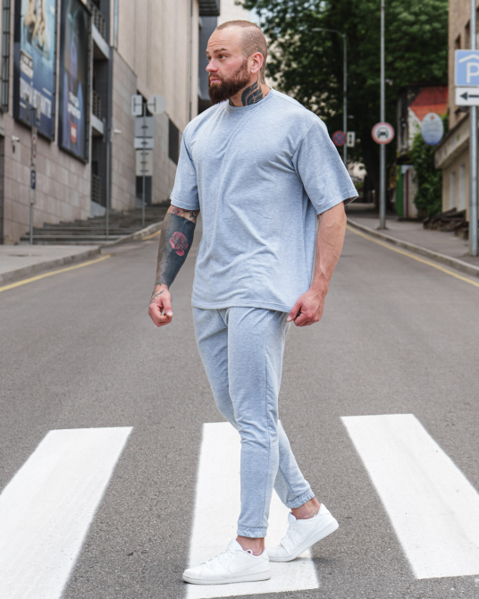 Комплект мужской футболка штаны Марсель оверсайз Серый XL Харьков - изображение 2