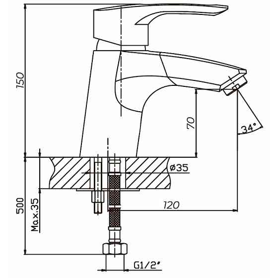 Змішувач для умивальника Haiba Hansberg 001 нержавійка (HB0170) Харків