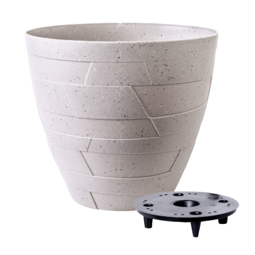 Вазон Керамо зі вставкою 19,5*17,5см какао бетон Алеана Житомир - фото 2