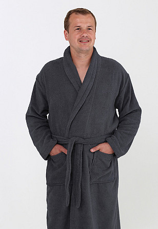 Мужской махровый халат Ideal Textile темно-серый (56860775) S. Черновцы - изображение 2