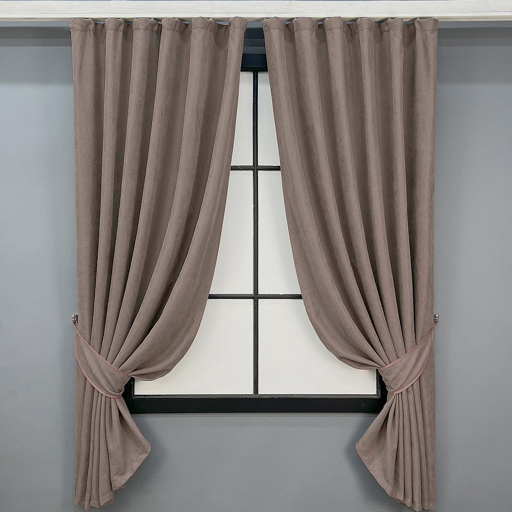 Комплект коротких штор VR-Textil Микровелюр Petek № 1825ш Какао 140х170 см 2 шт (35-0449) Киев - изображение 1