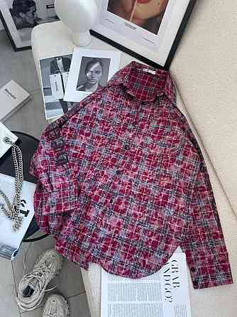 Жіноча стильна сорочка оверсайз у клітинку турецька фланель Бордо Одеса