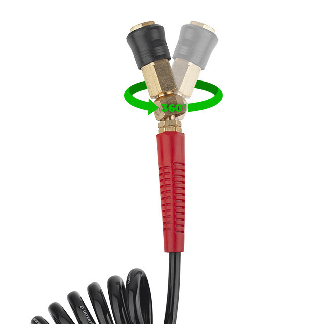 Шланг BLACK M-Flex 5,5×8 мм, 20 м, спиральный полиуретановый, с поворотным шарниром, латунными быстроразъемными соединениями, STORM Киев - изображение 3