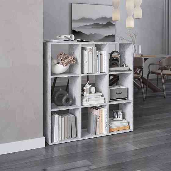 Стеллаж VAYS M-20 Бетон, книжная полка с 9 ячейками, ЛДСП, 108×29×108 см - для дома, офиса, детской или гостиной Львов