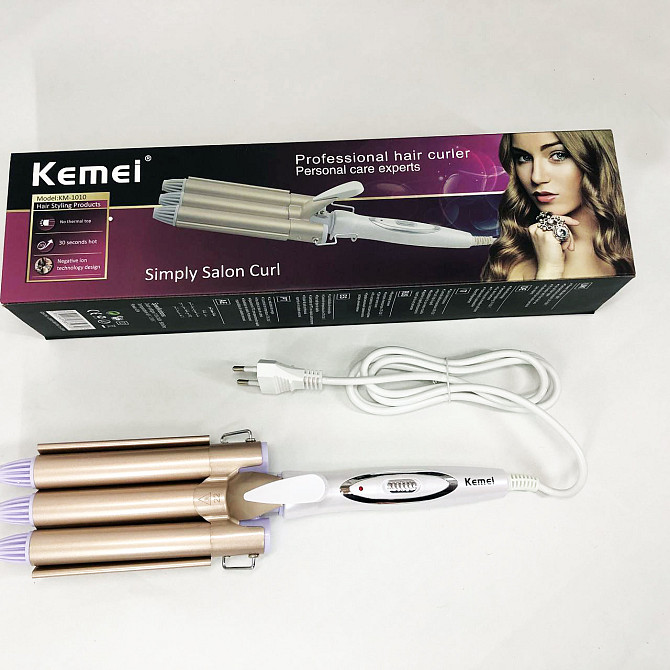 Плойка для гладких волос и локонов Kemei KM-1010, Плойка для кудрей для завивки прически EA-45 Киев - изображение 5