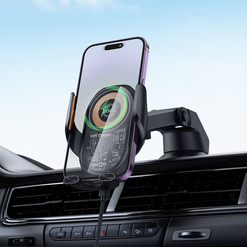 Автотримач для телефона з БЗП HOCO HOCO HW34 Blue whale 3-axis linkage wireless fast charging car Одеса - фото 8