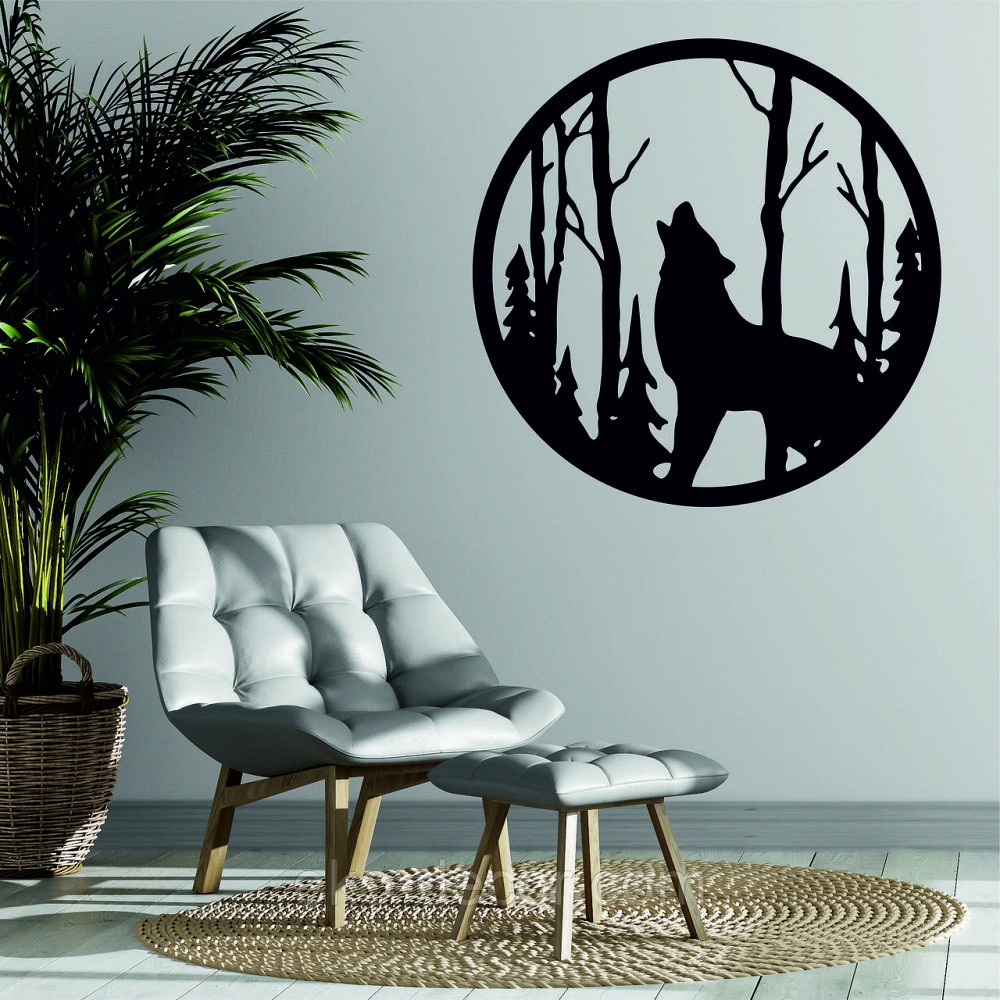 Декоративное настенное Панно «Волк», Декор на стену 70*70 см, Черный Киев - изображение 2