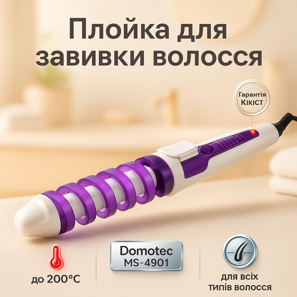 Плойка для разных типов волос Domotec MS-4901 45Вт, Плойка для создания укладки волос DQ-96 Львов - изображение 16