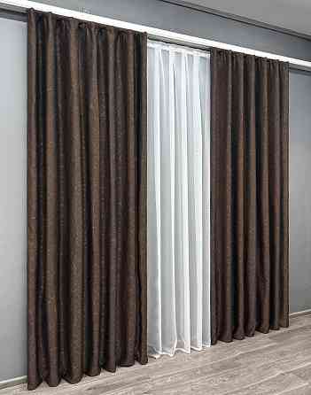 Комплект готових штор VR-Textil Льон Савана № 687ш Венге 200х270 см 2 шт (32-295) Київ