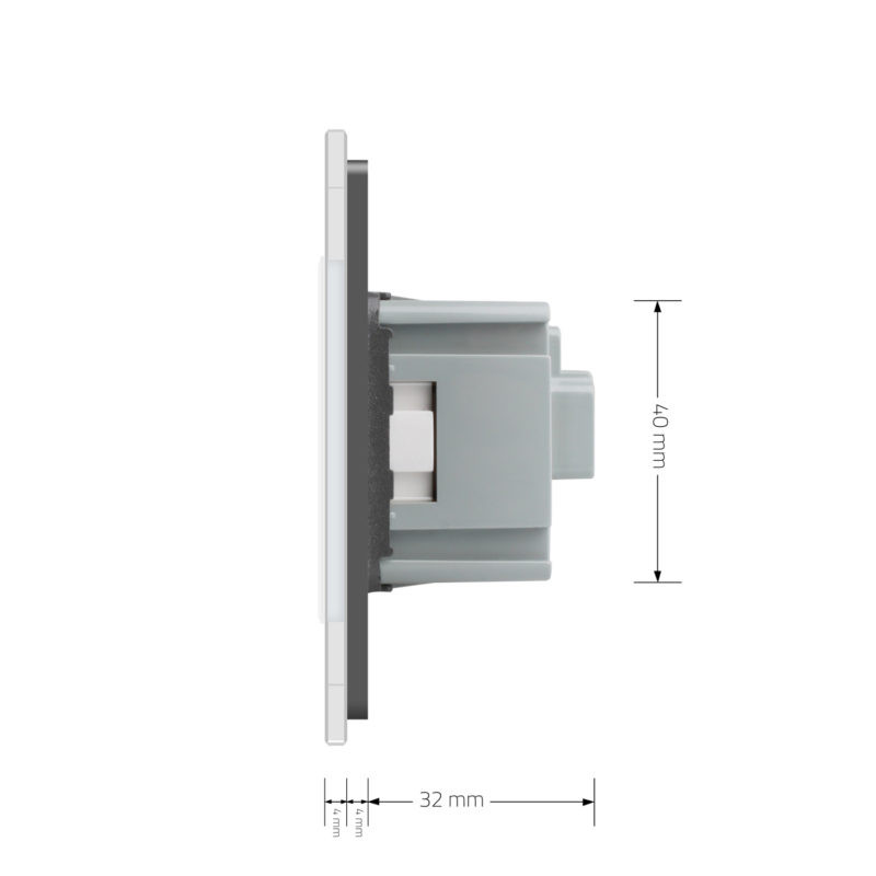 LIVOLO Електрична розетка з заземленням LIVOLO, біла з сірою рамкою, шторки, скло, 250В 16А (VL Коломия - фото 5