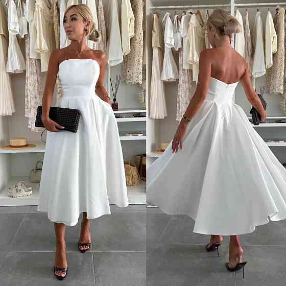 Женское романтическое платье с открытыми плечами креп костюмка Белый, 46/48 Одесса