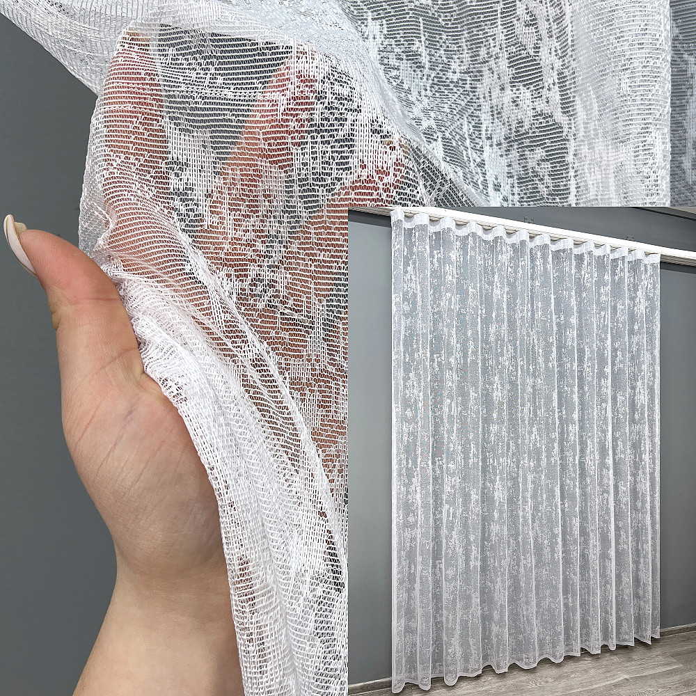 Тюль VR-Textil 1400т Мармур Жакард Білий 200х250 см (43-389) Київ - фото 1