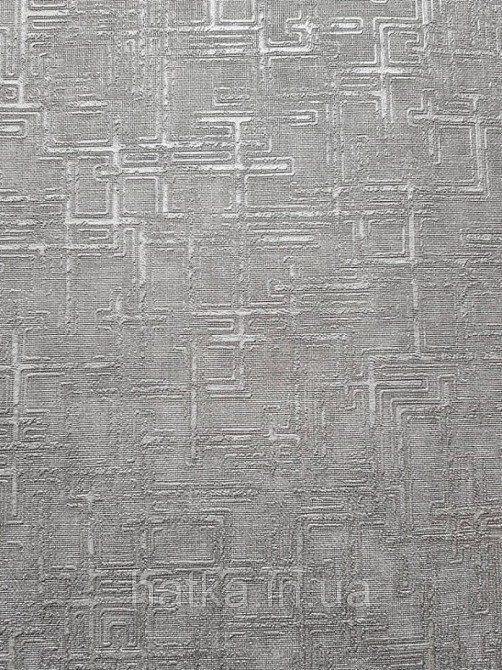 Шпалери вінілові на флізеліні Zambaiti ABITAT Італія 0.53х10 геометрія світло-сіра металік срібло Київ - фото 1