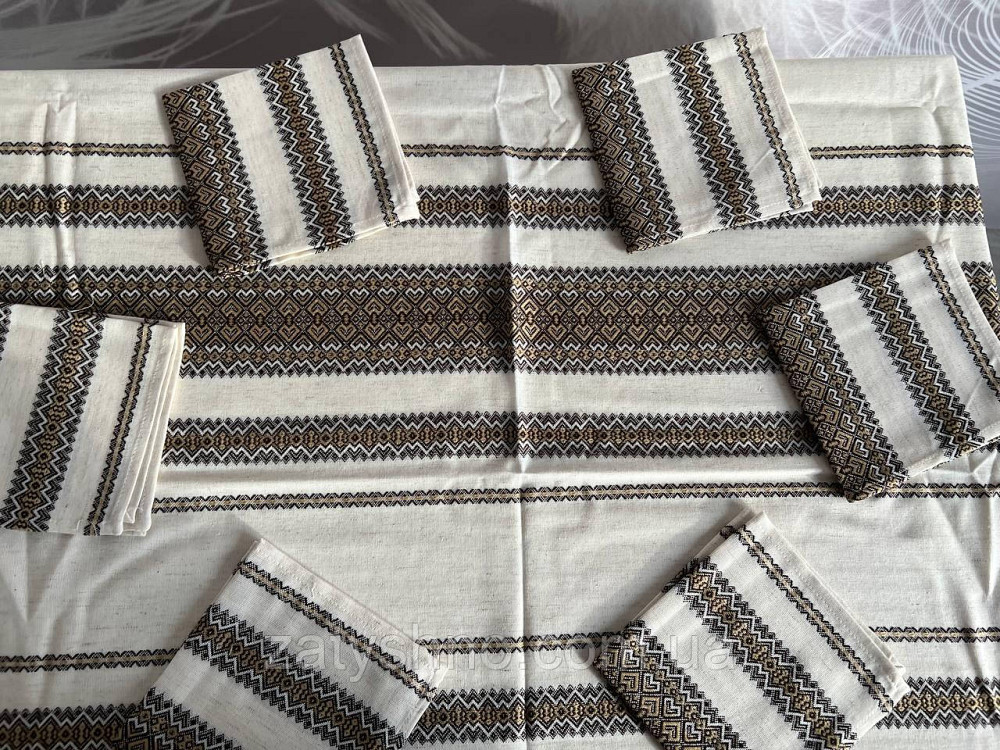 Кофейная   вышитая скатерть с салфетками Киев - изображение 7