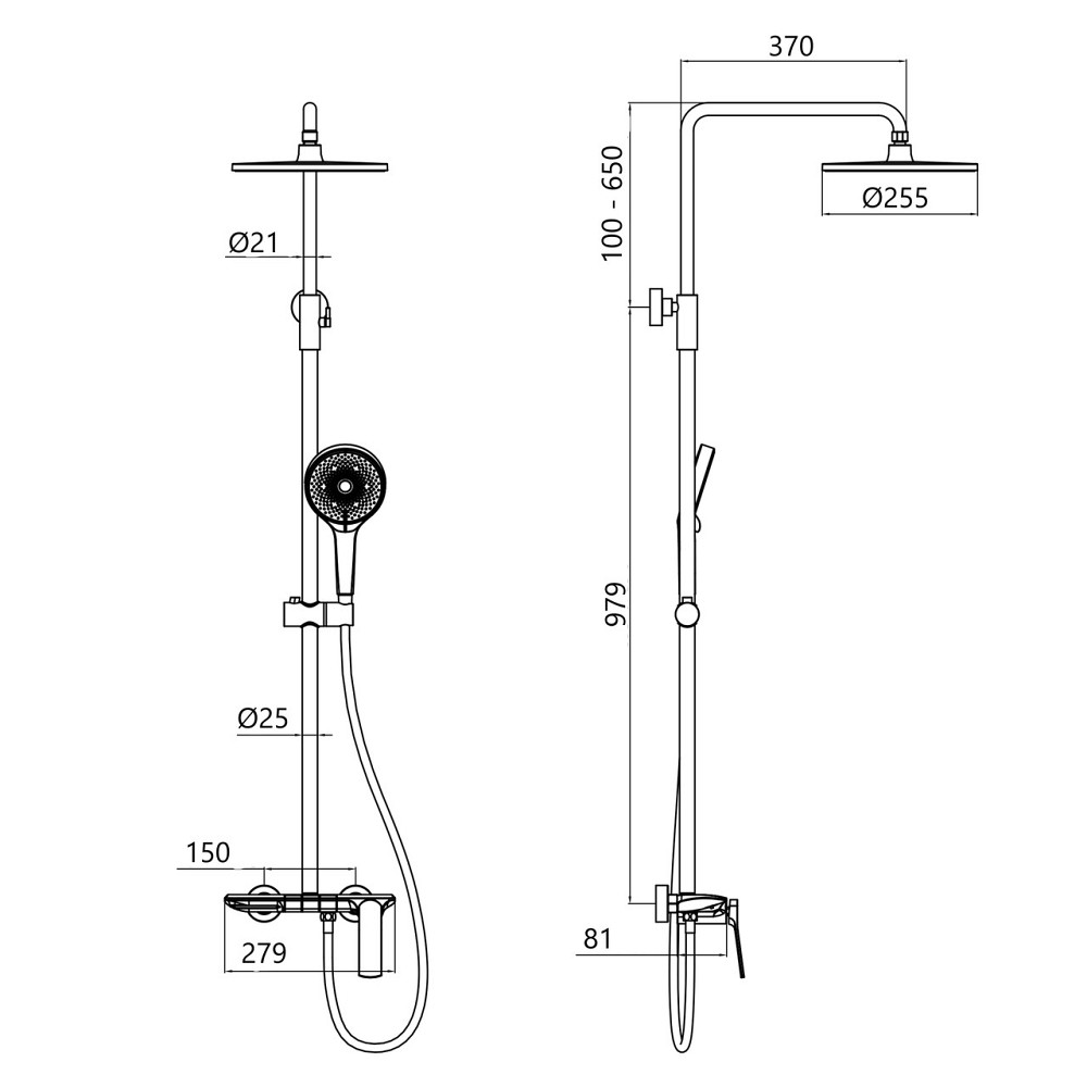 Душова система універсальна Qtap Slavonice на три споживачі (з виливом) QTSLA111GMB45905 Gunmetal Black PVD Київ - фото 2
