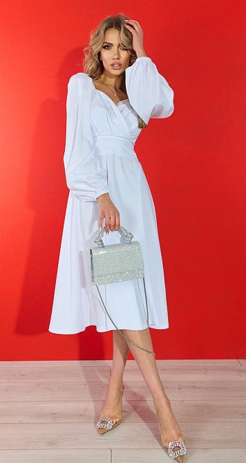 Белое платье с красивым декольте (42) Киев - изображение 2