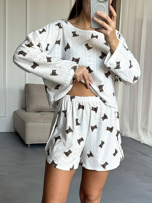 Женский домашний комплект двойка с мишками коттон 46/48 Одесса - изображение 2