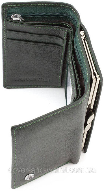 Жіночий маленький гаманець на магнітах зеленого кольору з монетницею ST 617 Київ - фото 3